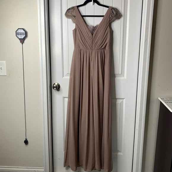 BHLDN Jenny Yoo lace mocha mousse bridesmaid maxi dress size 2 wedding guest - Picture 5 of 9